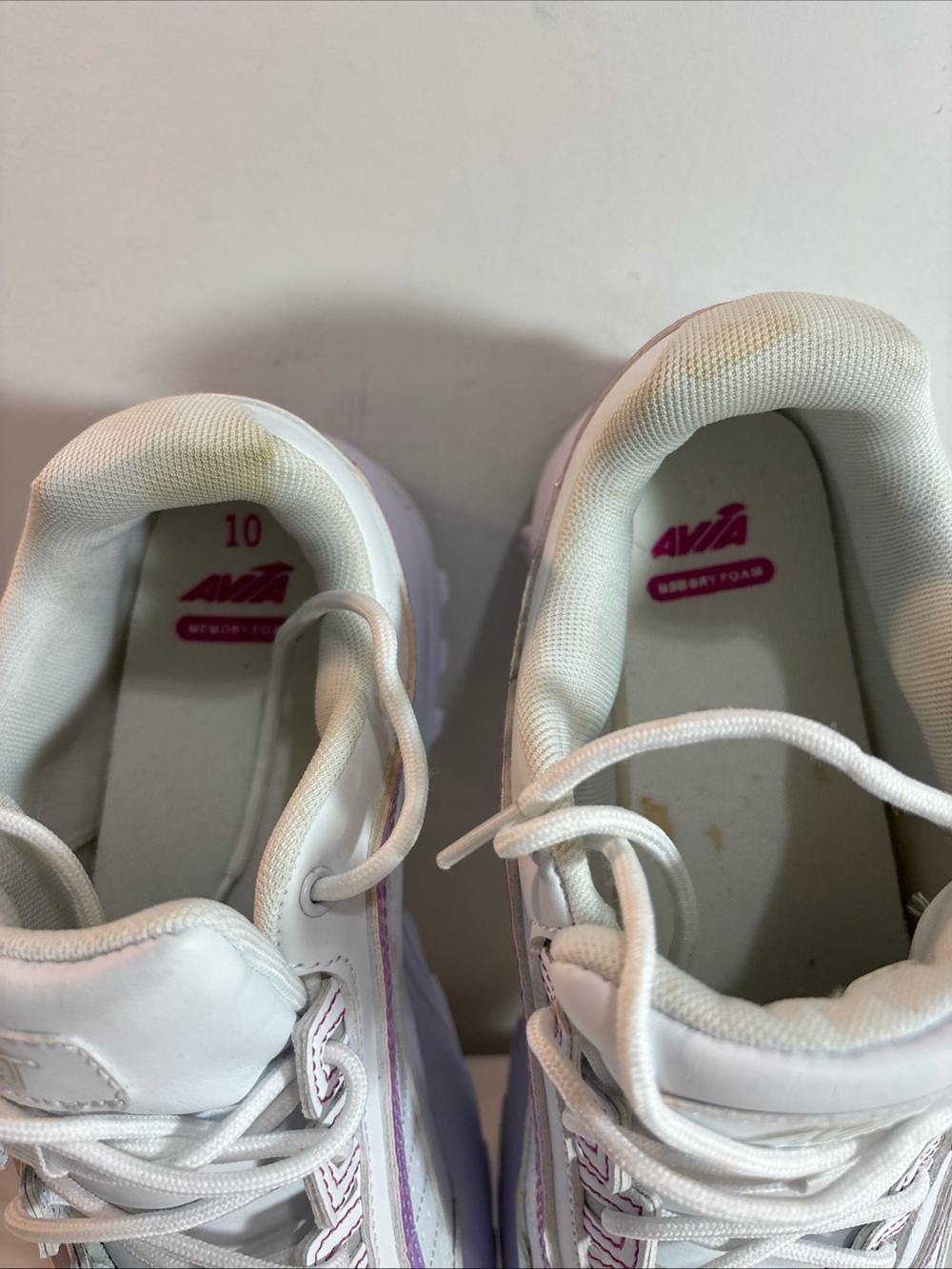 Avia Women's White Sneakers with Pink & Purple Trim. 9/4 - Picture 3 of 10
